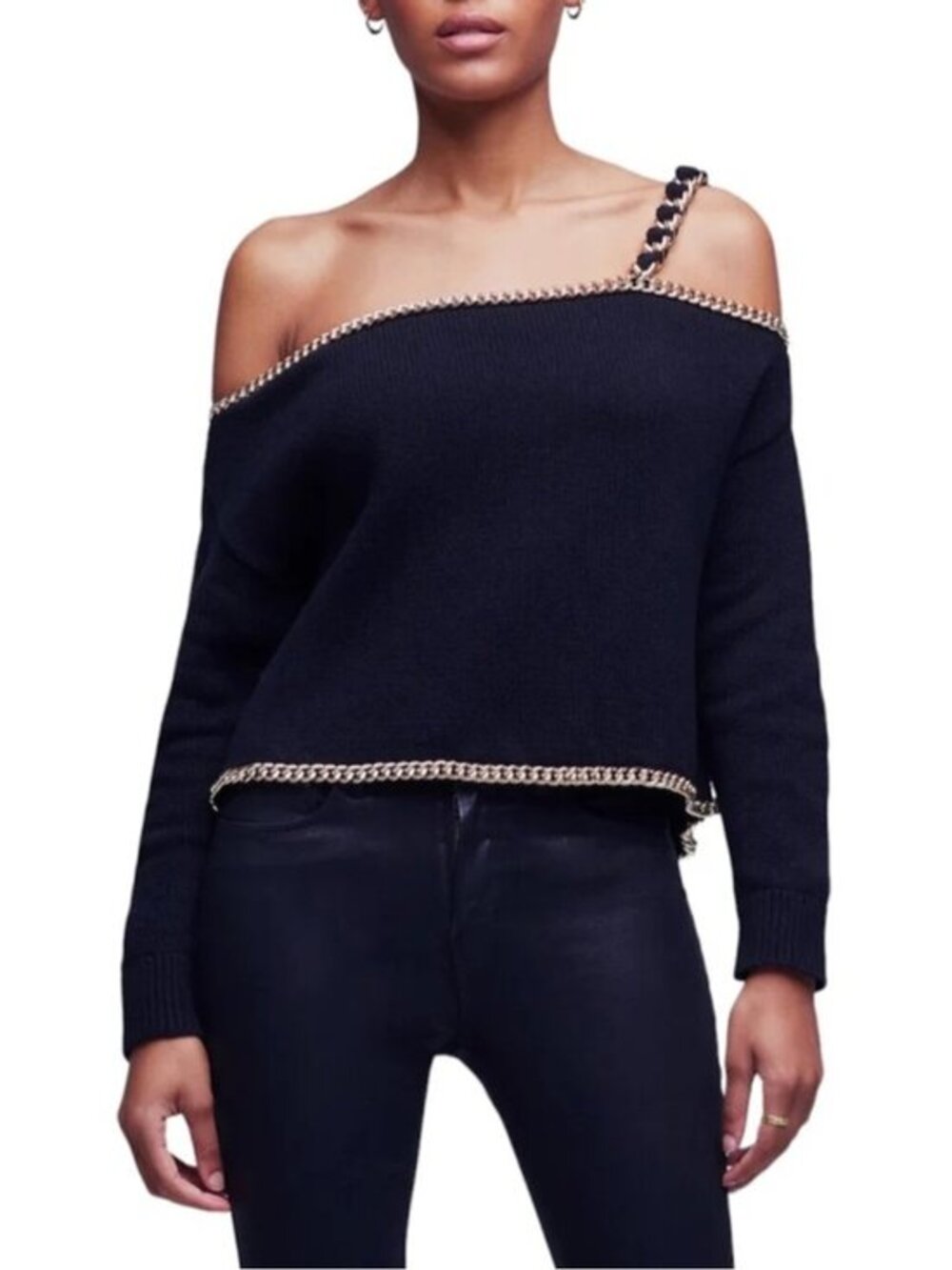 L’Agence Jaden Chain Off-Shoulder Sweater